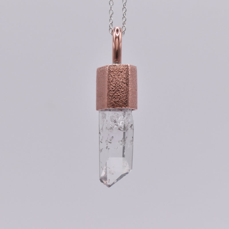 Handmade Brandberg Hammered Copper Crystal Pendant