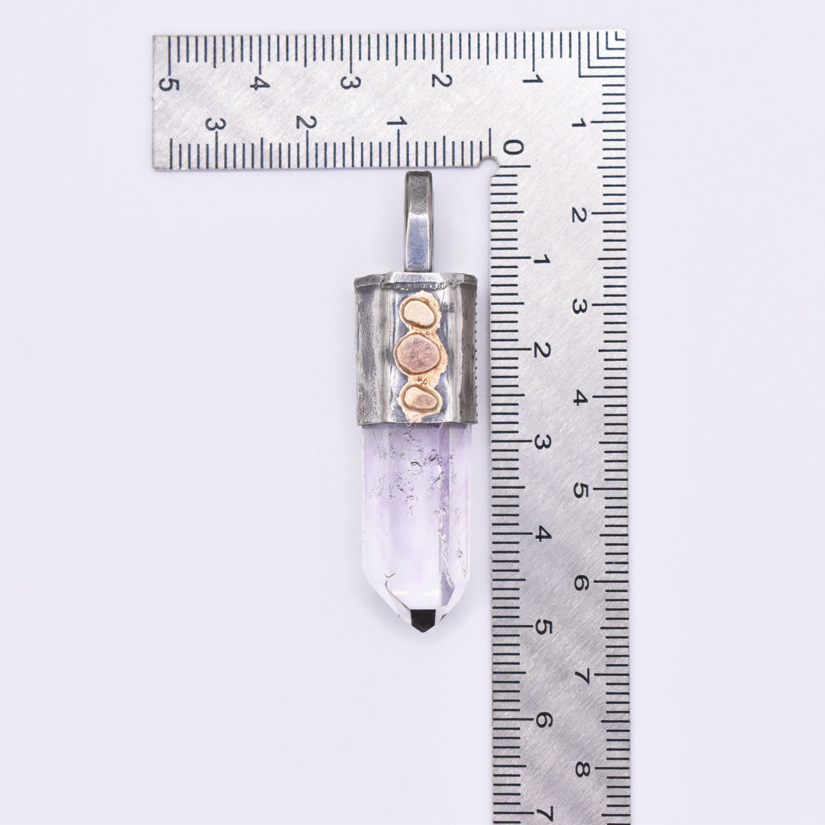 Handmade Brandberg Quartz Enhydro Dow Crystal Silver & Gold Pendant