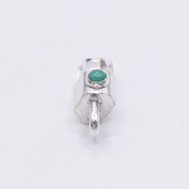 Handmade Brandberg Quartz and Chrysoprase Silver Pendant