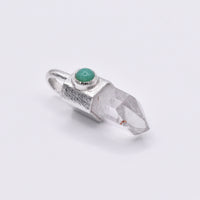 Handmade Brandberg Quartz and Chrysoprase Silver Pendant