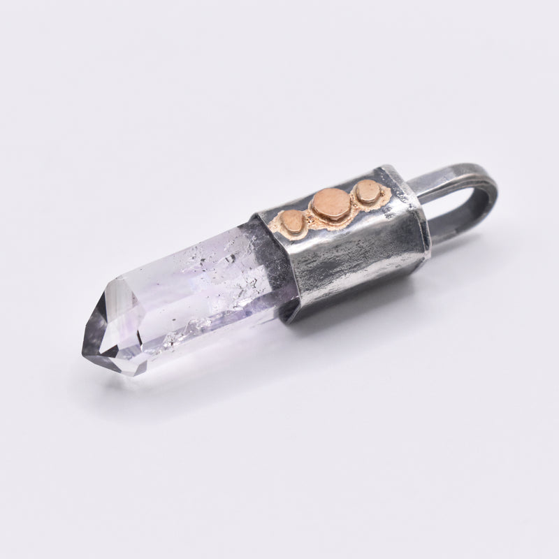 Handmade Brandberg Quartz Enhydro Dow Crystal Silver & Gold Pendant