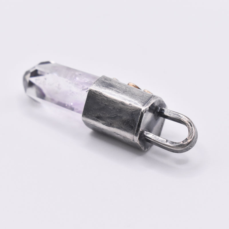 Handmade Brandberg Quartz Enhydro Dow Crystal Silver & Gold Pendant