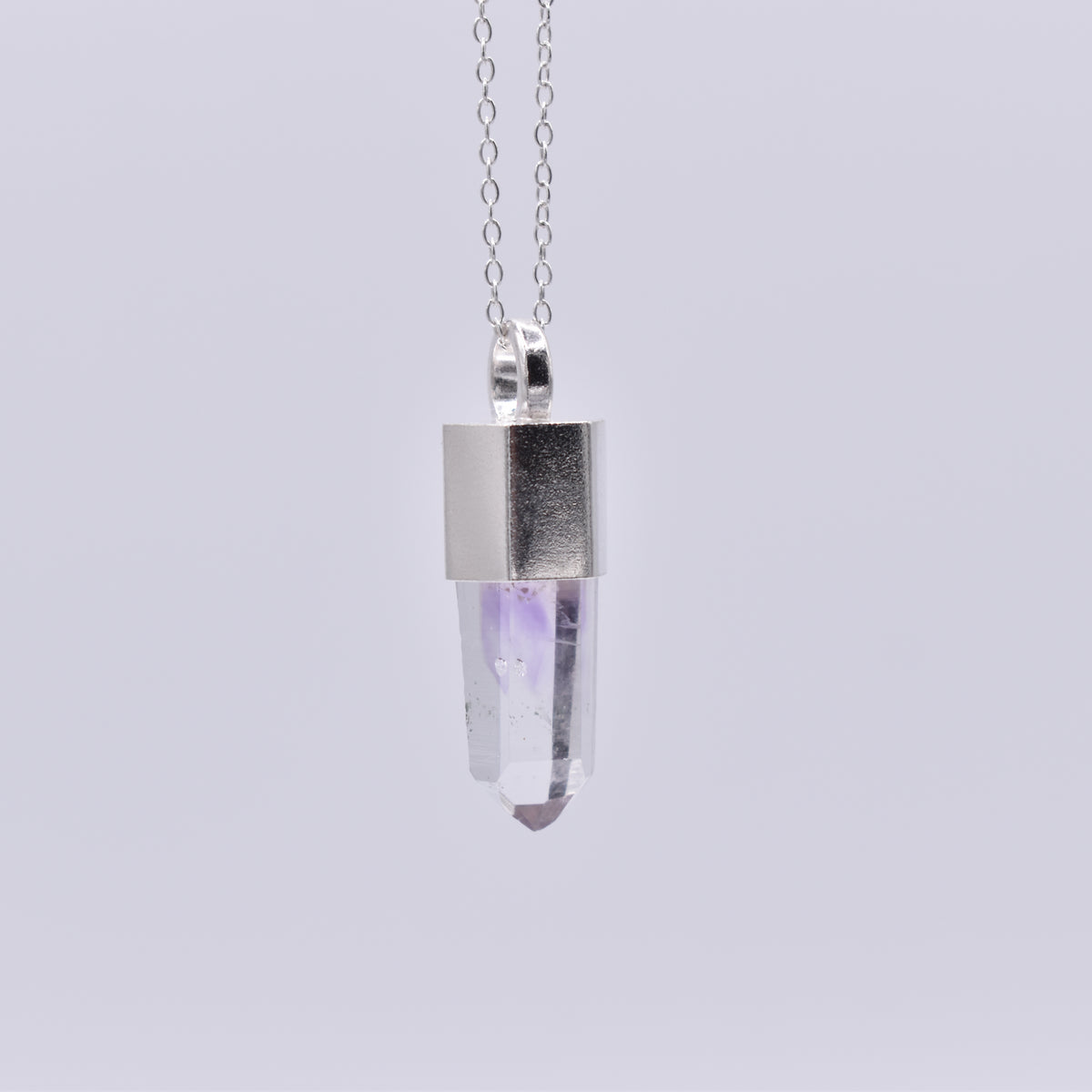 Handmade Brandberg Quartz Transmitter Silver Crystal Pendant