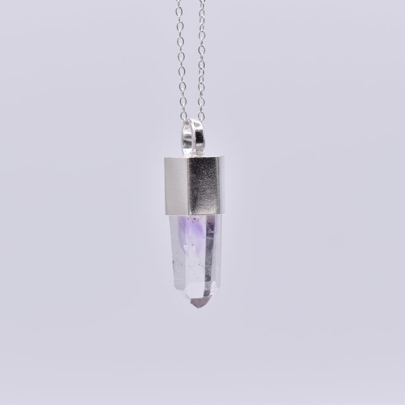 Handmade Brandberg Quartz Transmitter Silver Crystal Pendant