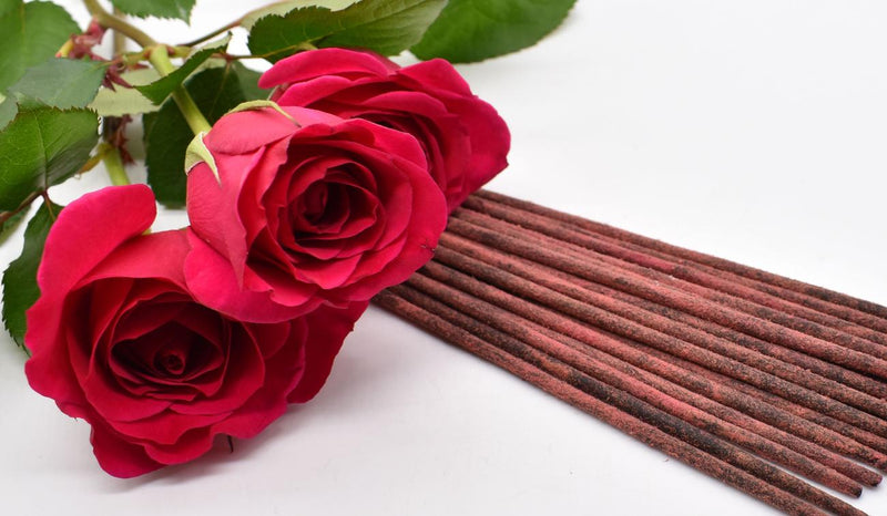 Organic English Rose Incense Sticks - Double Strength Temple Grade