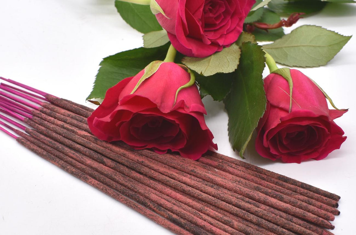 Organic English Rose Incense Sticks - Double Strength Temple Grade