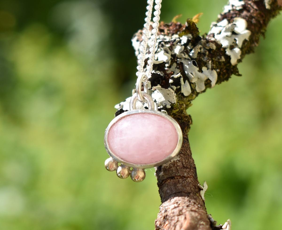 Handmade Morganite Silver & Gold Pendant