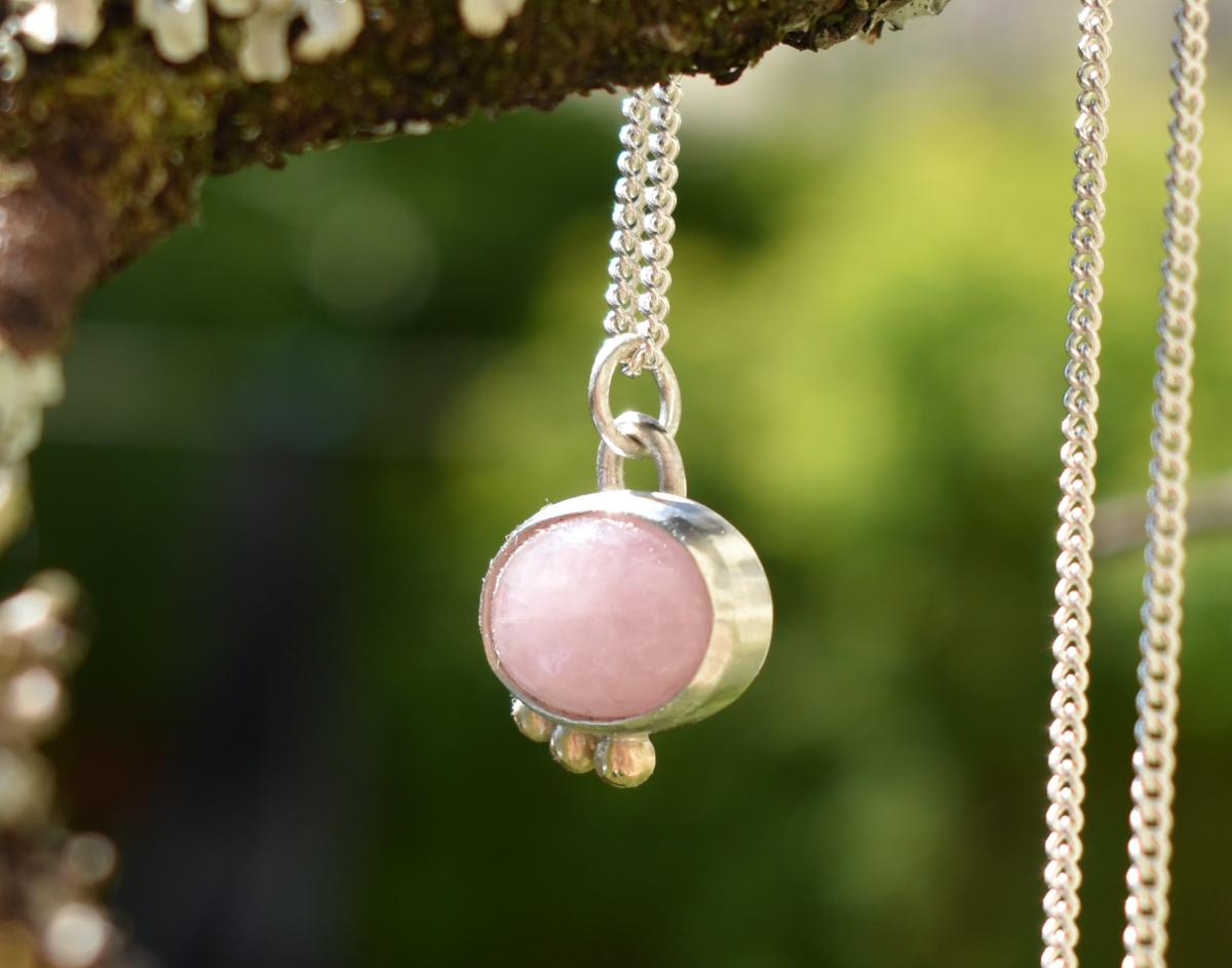 Handmade Morganite Silver & Gold Pendant