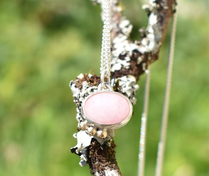 Handmade Morganite Silver & Gold Pendant