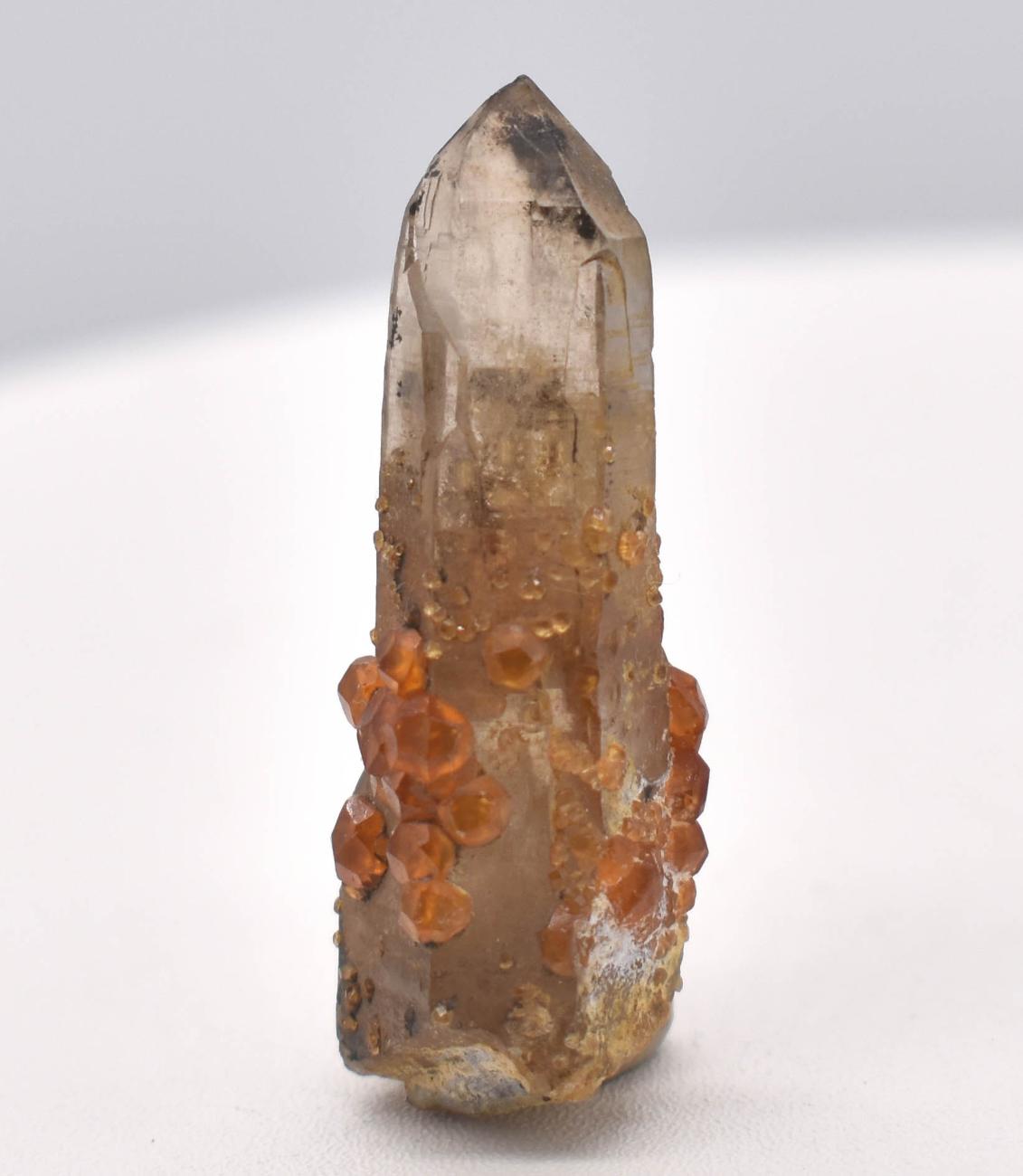 Orange Garnets on Smoky Quartz