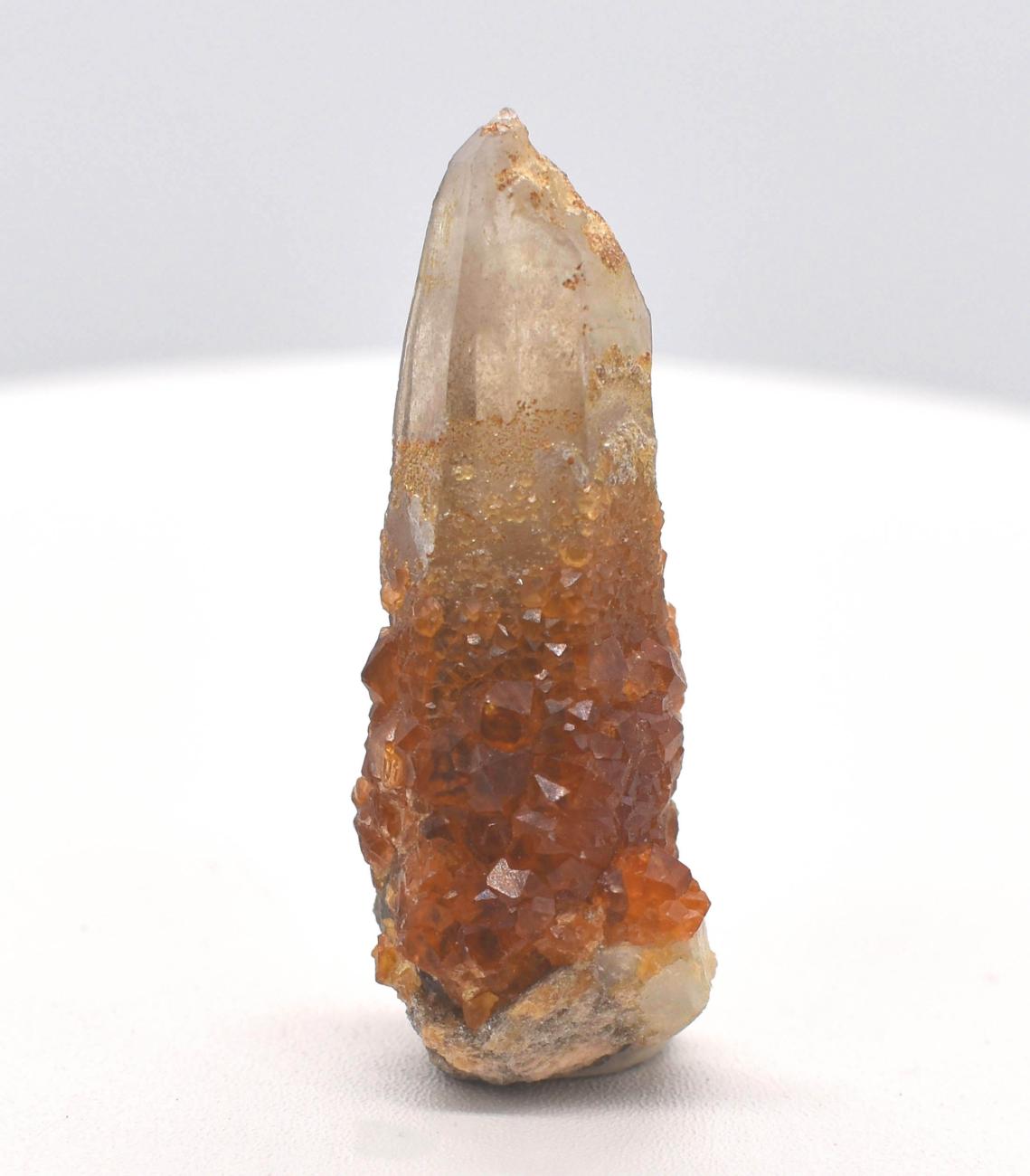 Orange Garnets on Self-Healed Smoky Quartz