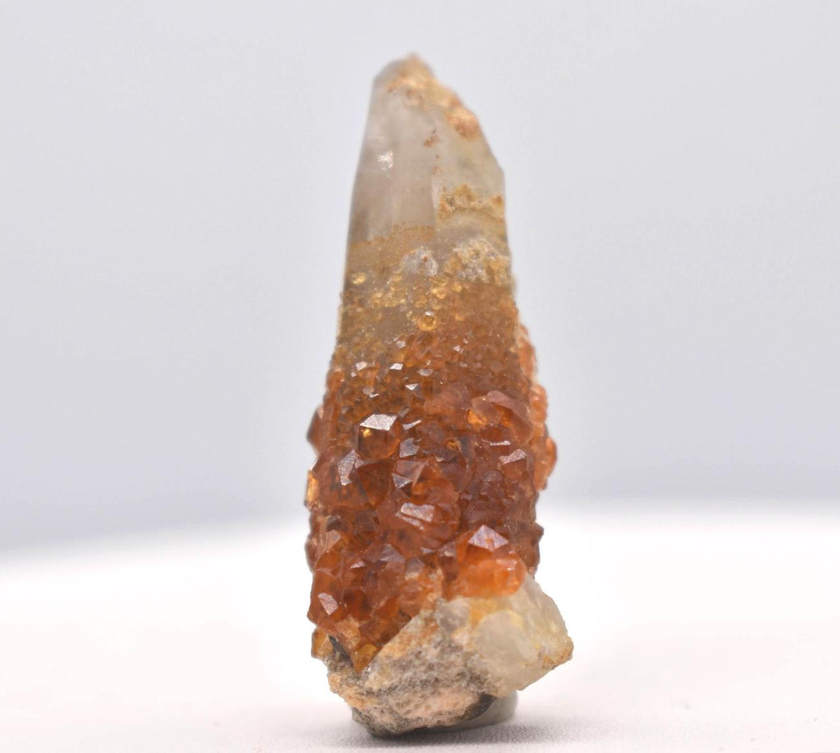 Orange Garnets on Self-Healed Smoky Quartz