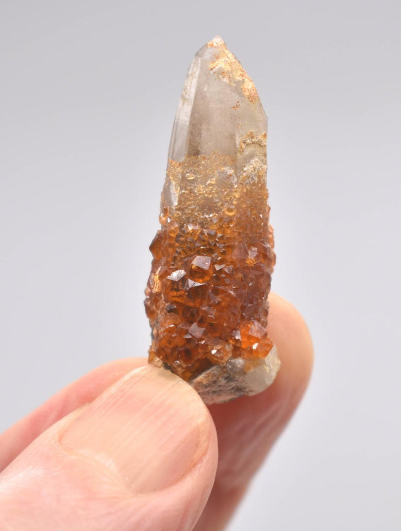 Orange Garnets on Self-Healed Smoky Quartz