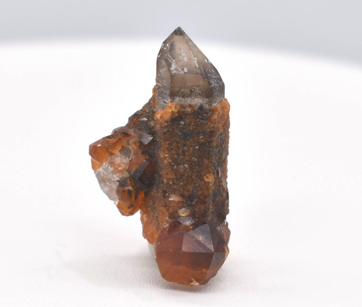 Orange Garnets on Smoky Quartz