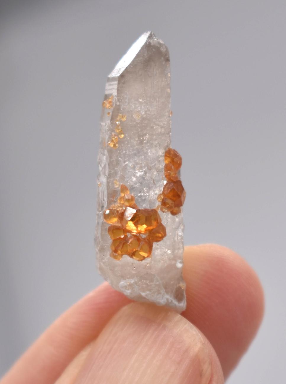 Orange Garnets on Smoky Quartz