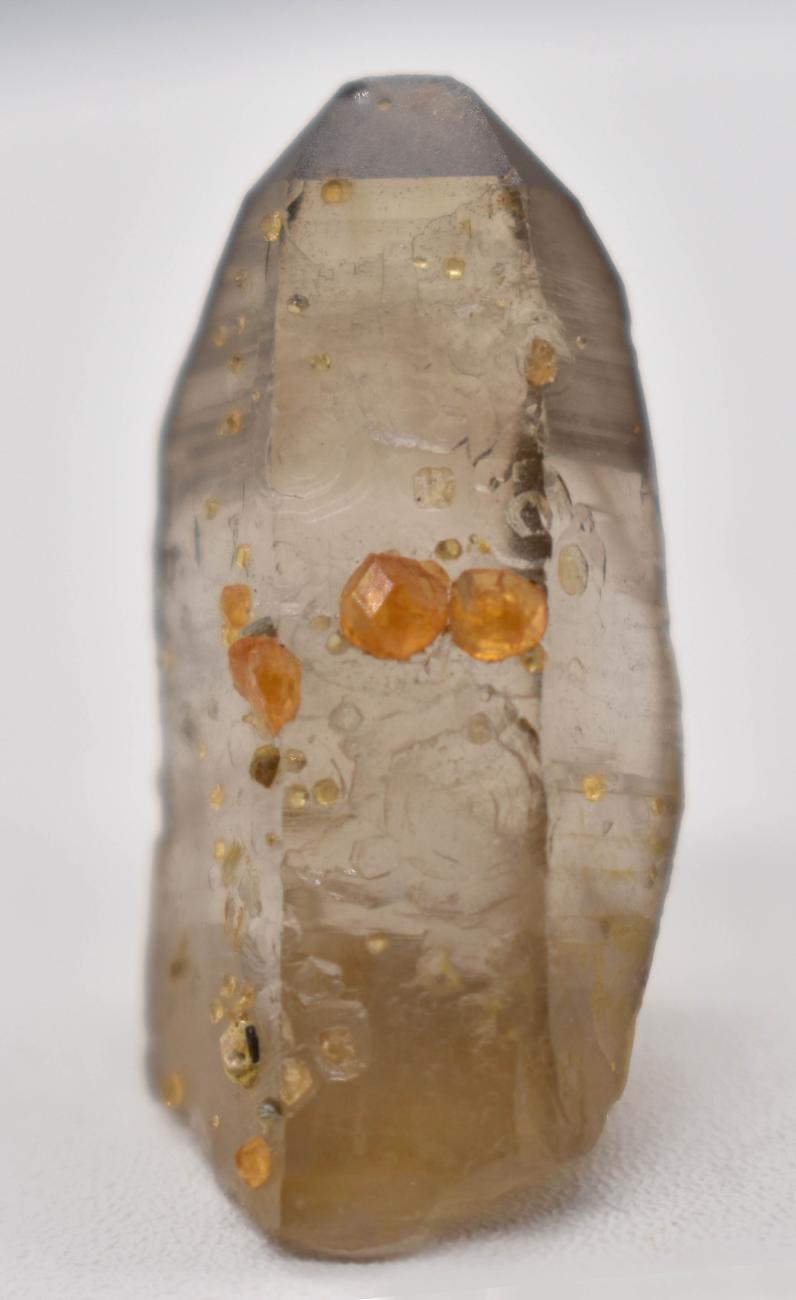 Orange Garnets on Smoky Quartz