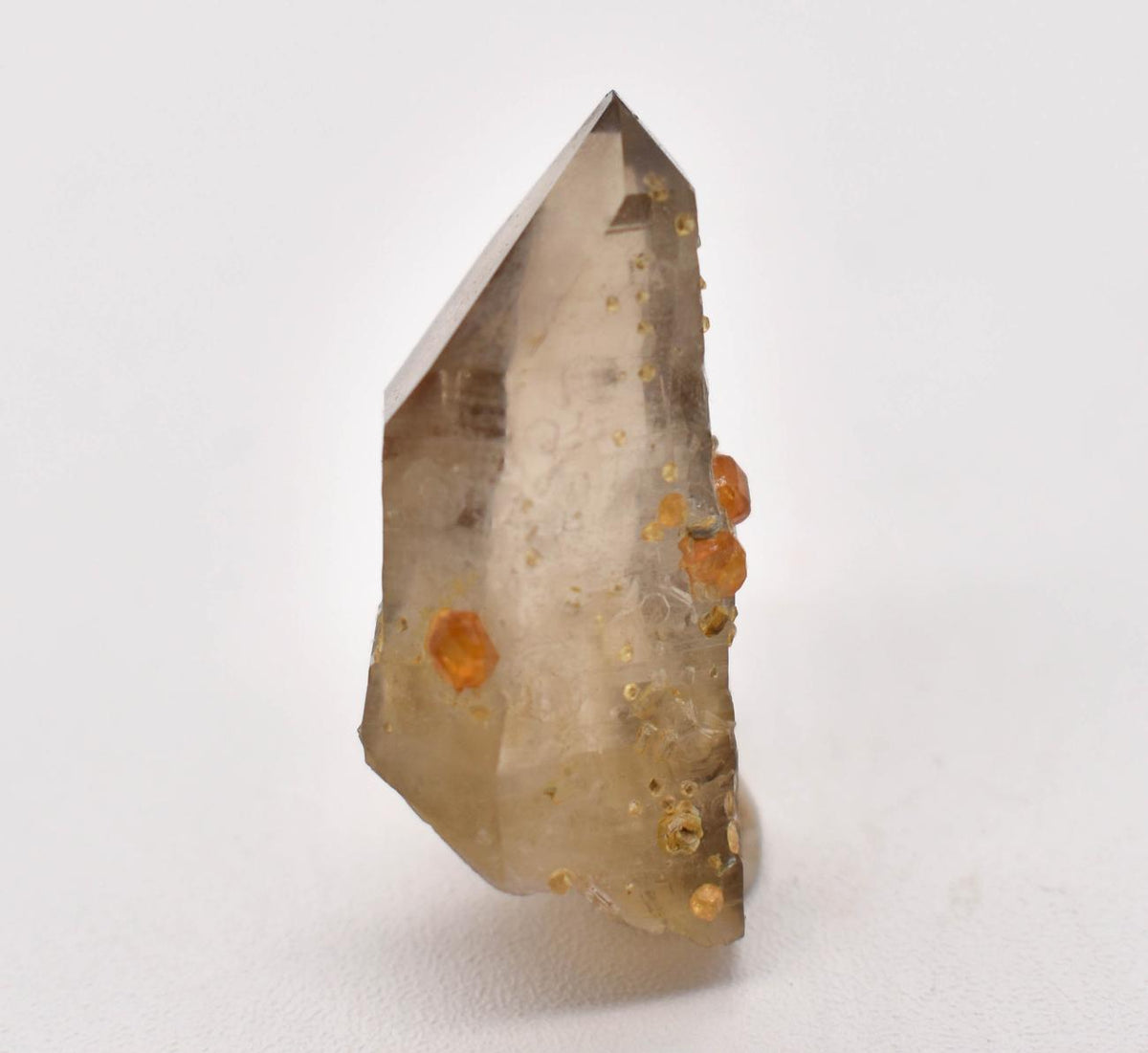 Orange Garnets on Smoky Quartz