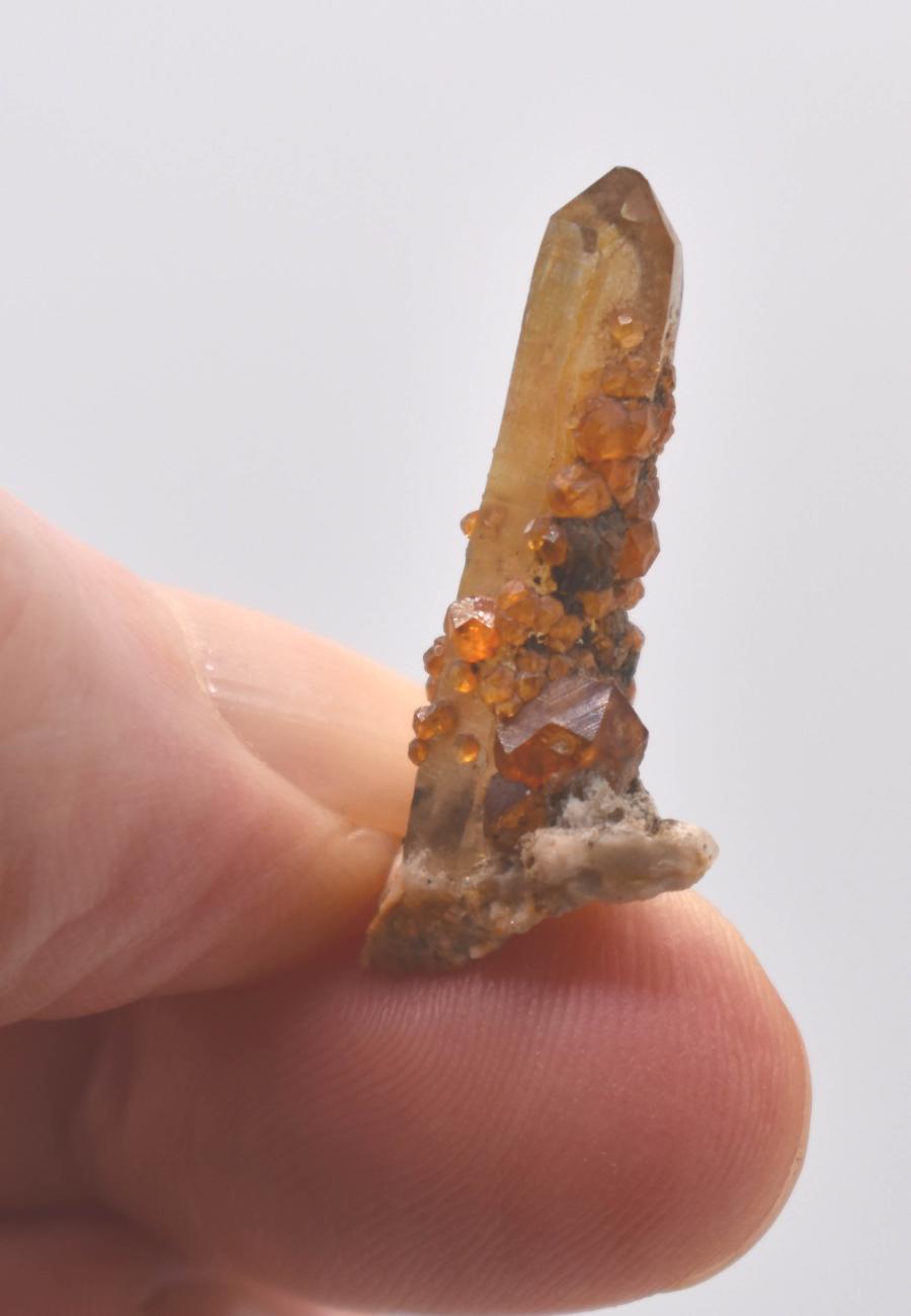 Orange Garnets on Smoky Quartz