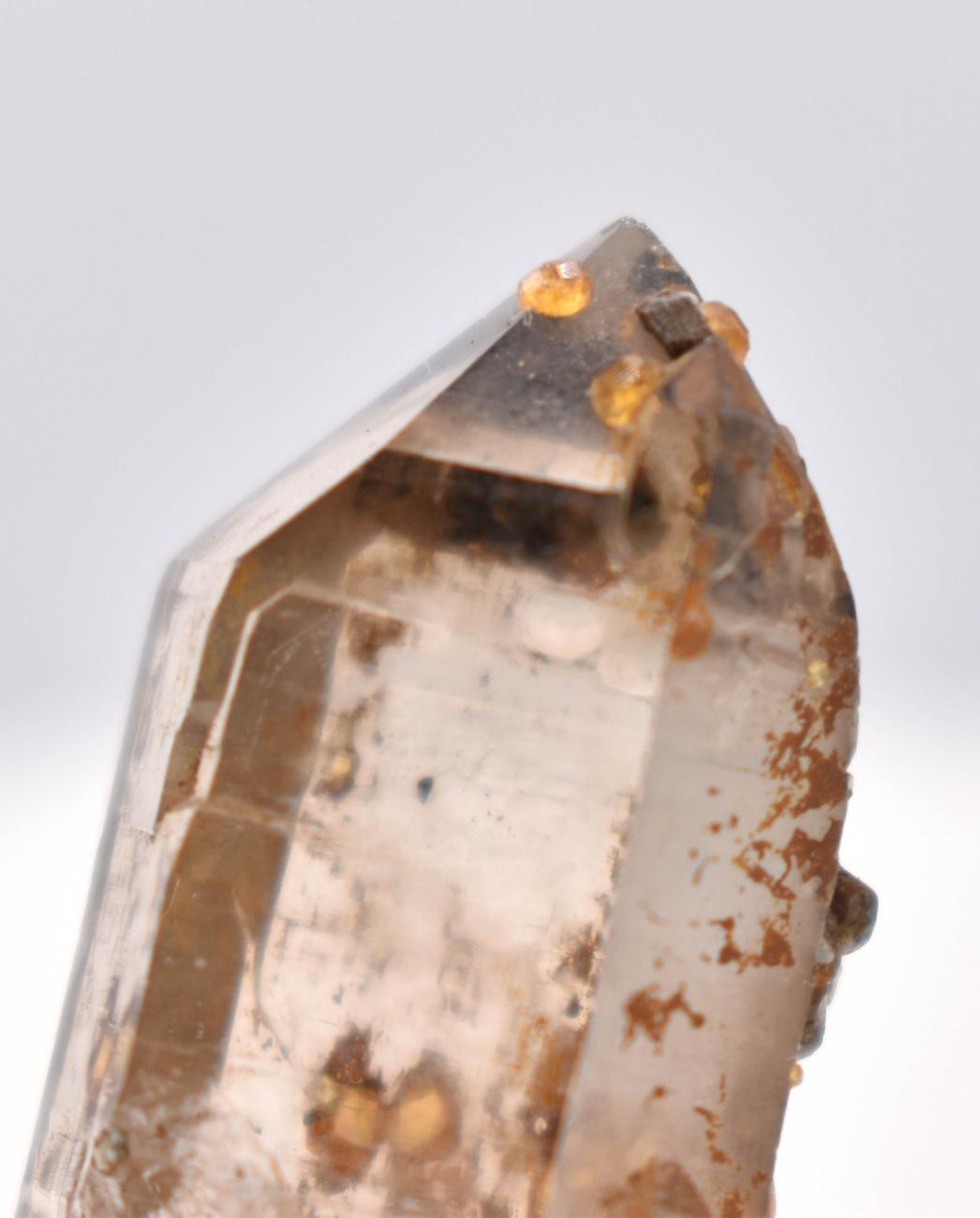 Orange Garnets on Smoky Quartz