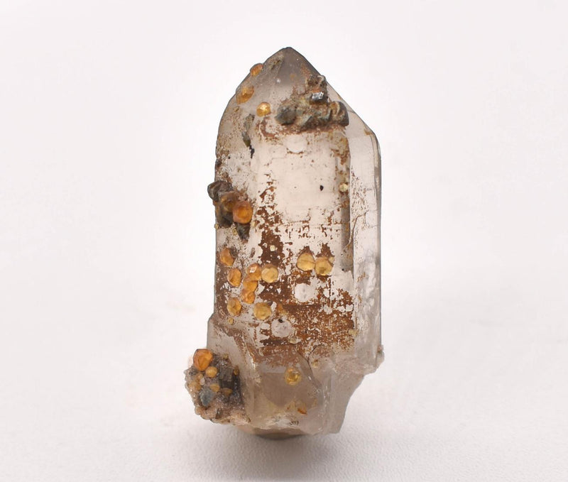 Orange Garnets on Smoky Quartz