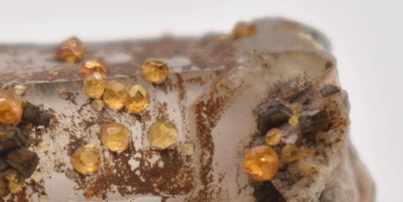 Orange Garnets on Smoky Quartz