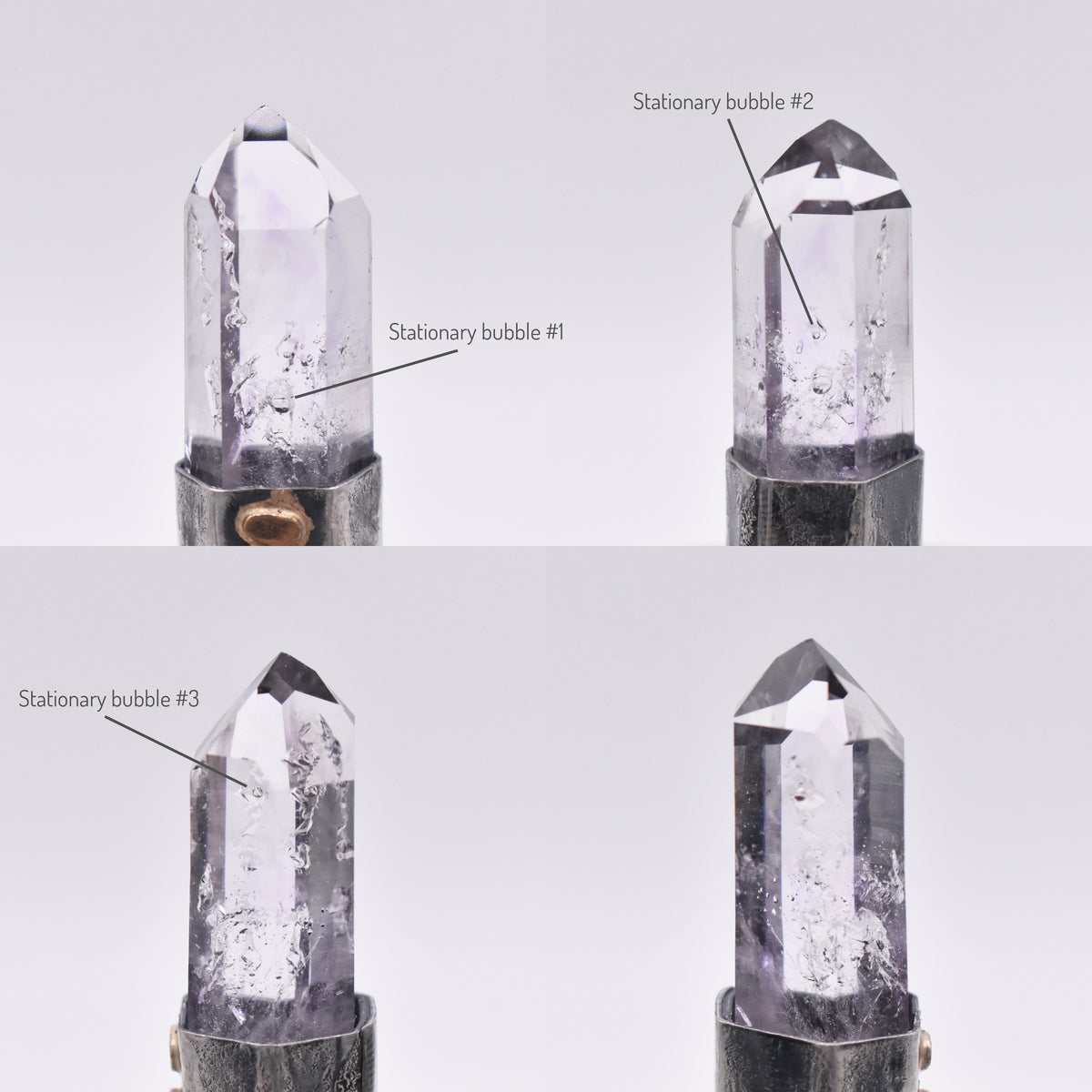 Handmade Brandberg Quartz Enhydro Dow Crystal Silver & Gold Pendant