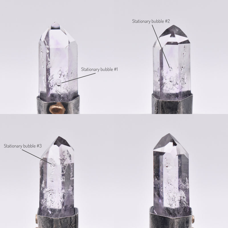 Handmade Brandberg Quartz Enhydro Dow Crystal Silver & Gold Pendant