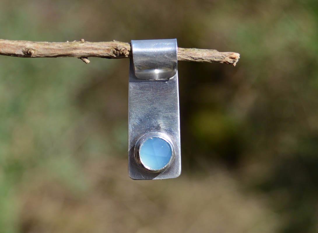 Handmade Blue Chaledony Silver Pendant