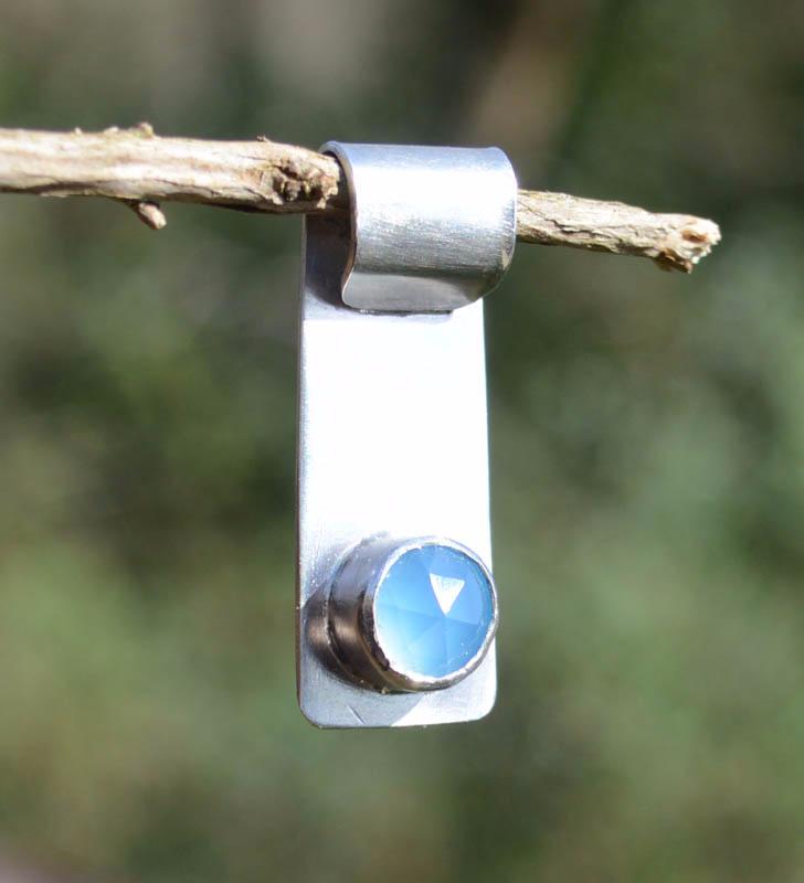 Handmade Blue Chaledony Silver Pendant