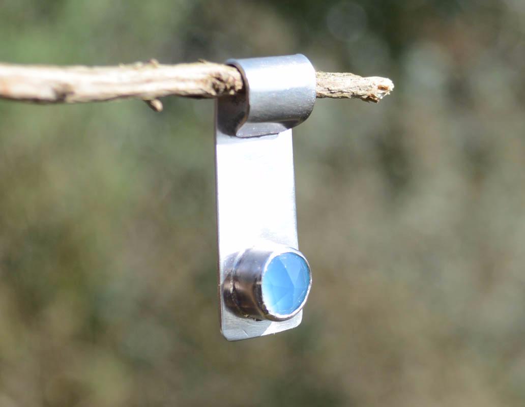 Handmade Blue Chaledony Silver Pendant