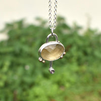 Handmade Citrine & Mahenge Pink Spinel Silver & Gold Pendant