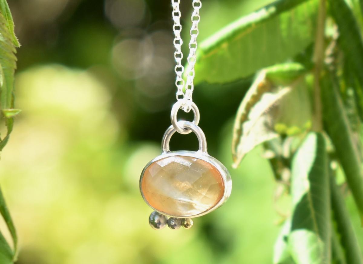 Handmade Citrine Silver & Gold Pendant