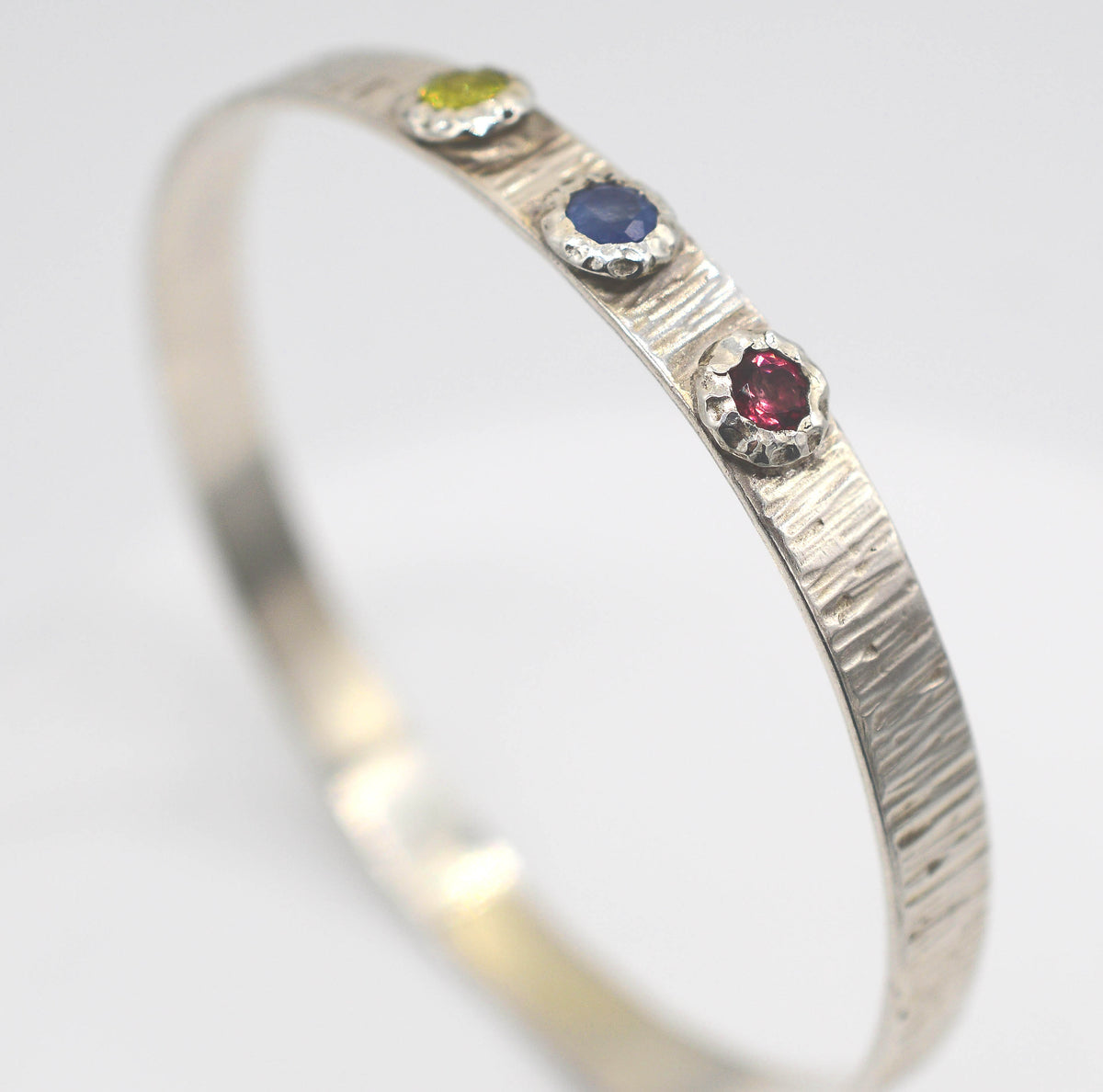 Gemstone Sterling Silver Bangle