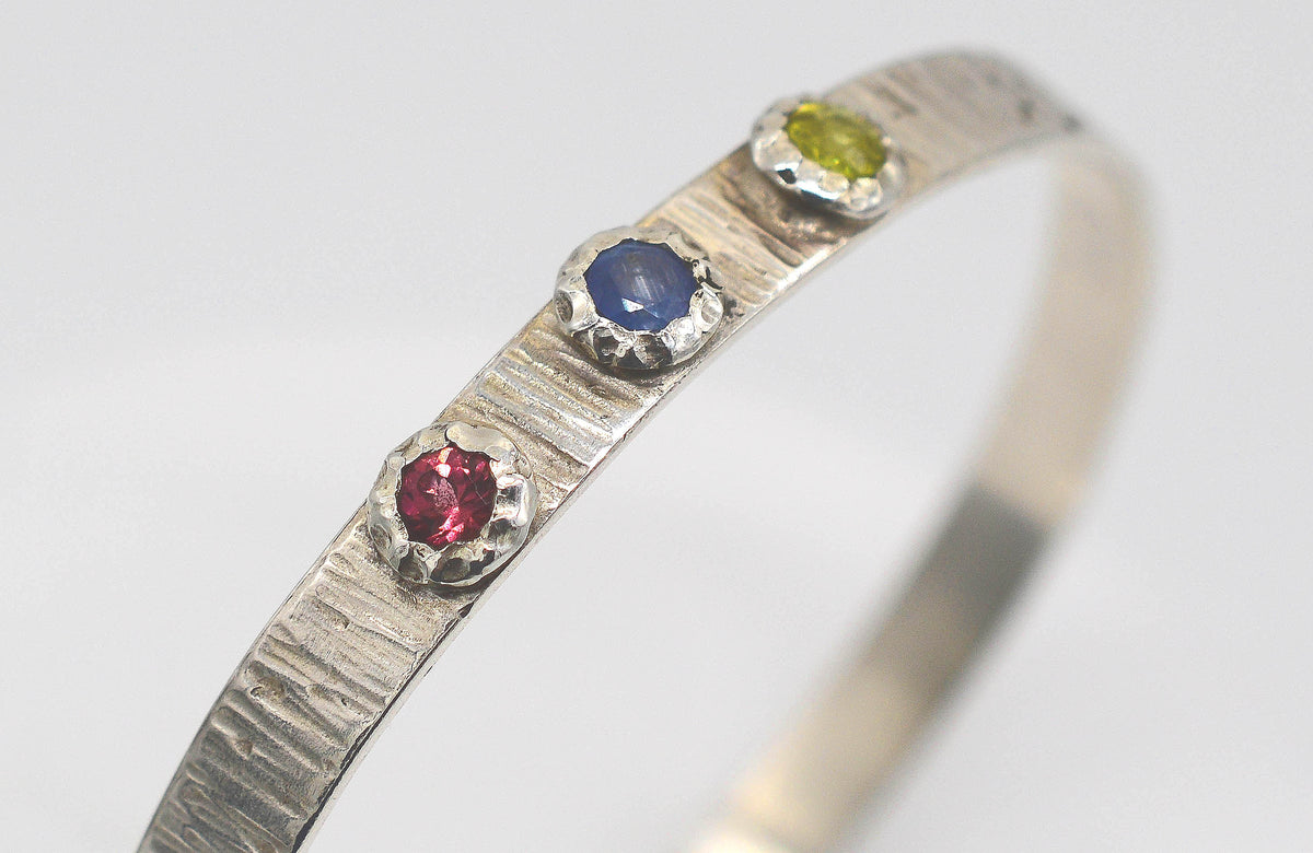 Gemstone Sterling Silver Bangle