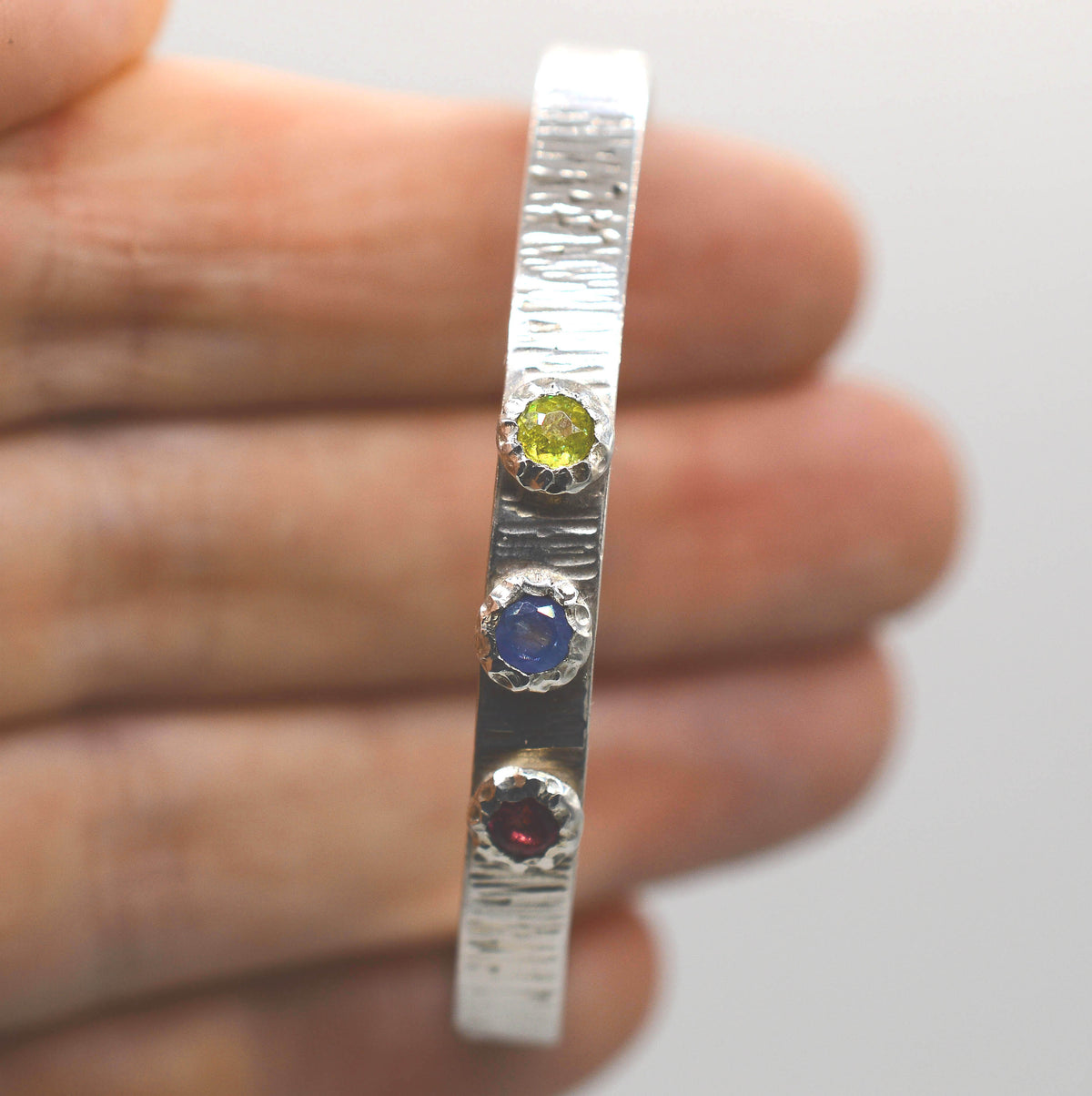 Gemstone Sterling Silver Bangle