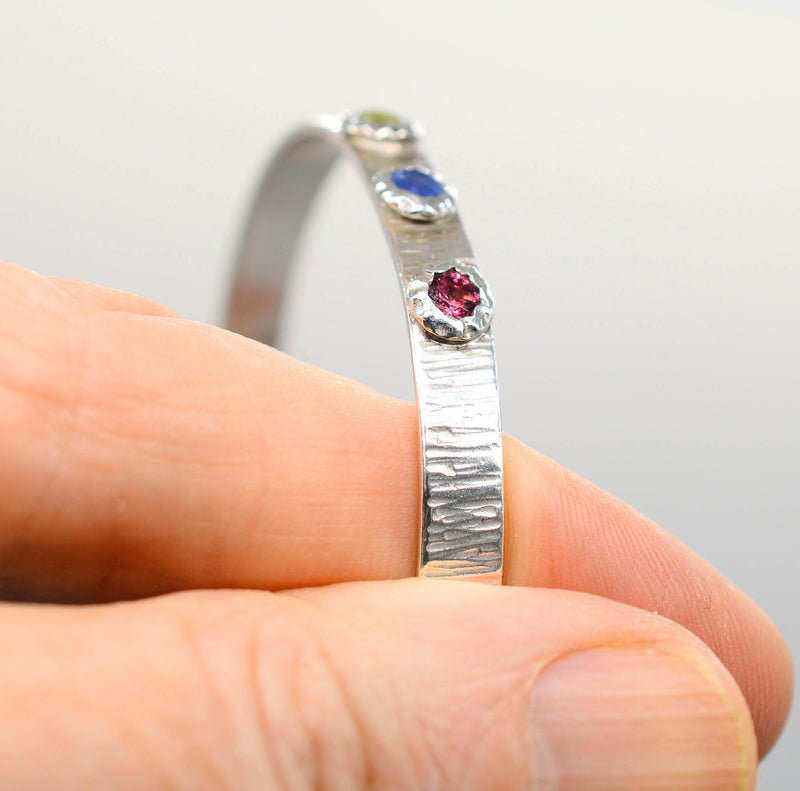 Gemstone Sterling Silver Bangle