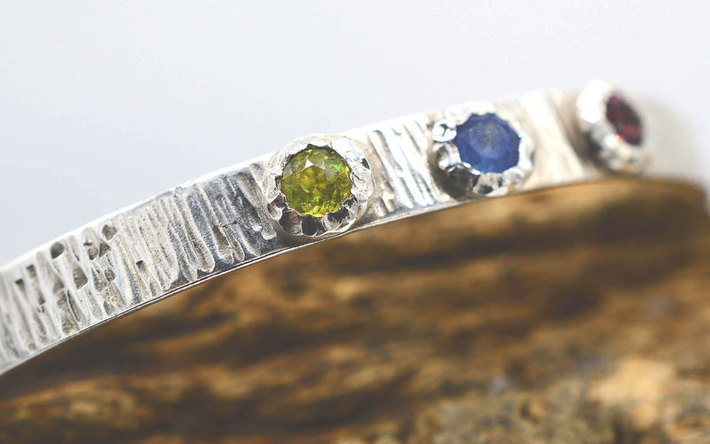 Gemstone Sterling Silver Bangle