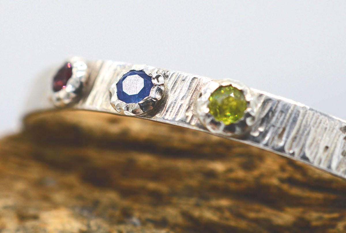 Gemstone Sterling Silver Bangle