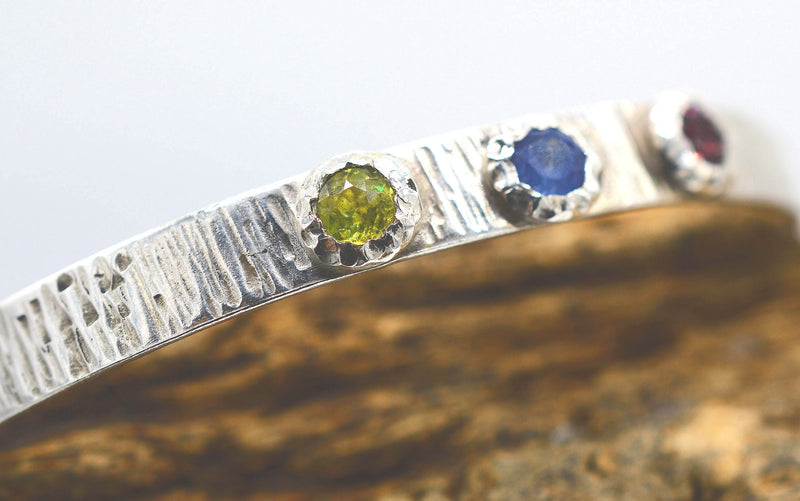 Gemstone Sterling Silver Bangle