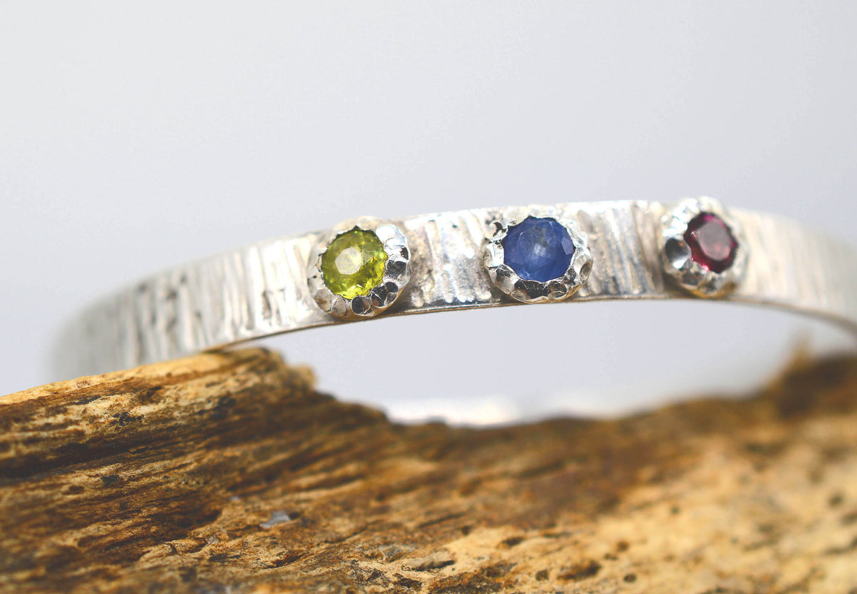 Gemstone Sterling Silver Bangle