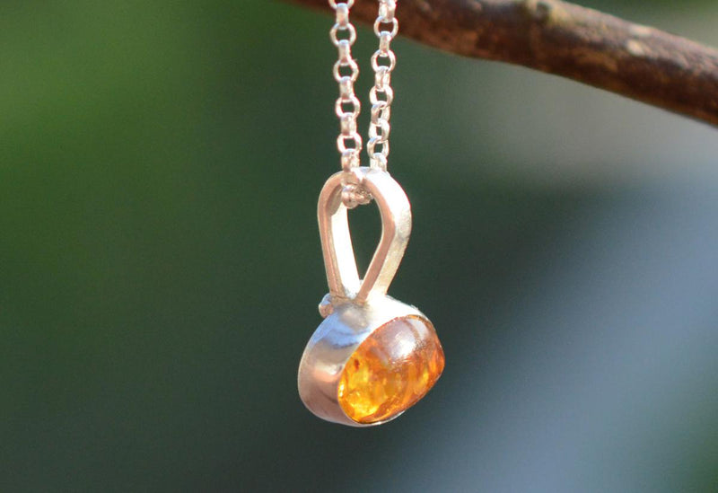 Handmade Baltic Amber Silver Pendant