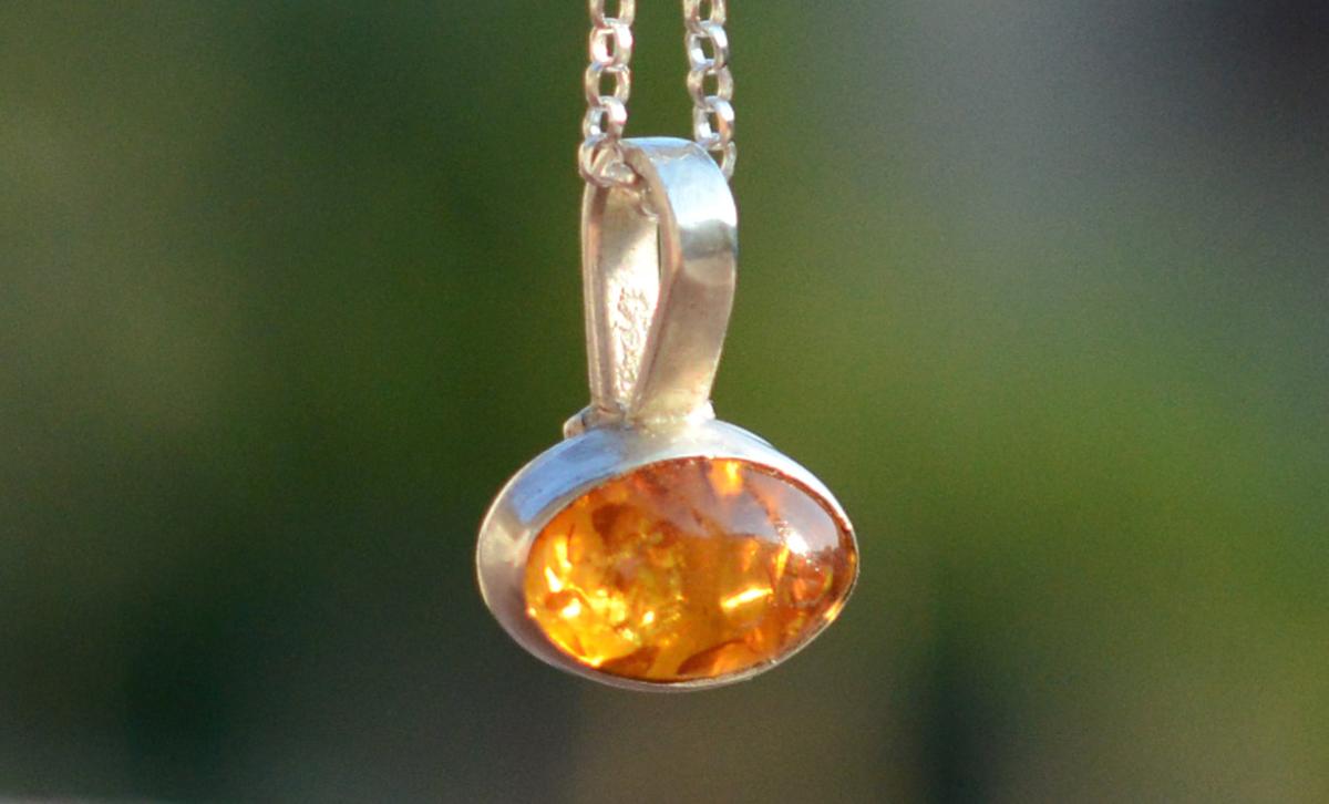 Handmade Baltic Amber Silver Pendant