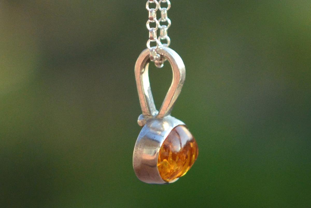 Handmade Baltic Amber Silver Pendant