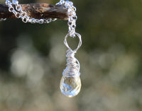 Wire Wrapped Natural Citrine Silver Pendant