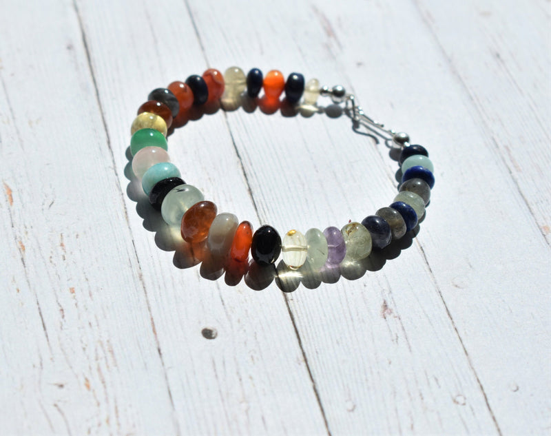 Natural Gemstone Silver Bracelet