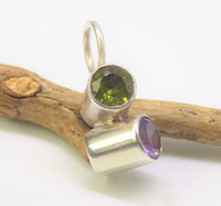 Handmade Amethyst and Peridot Sterling Silver Pendant