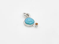 Handmade Turquoise and Songea Sapphire Sterling Silver Pendant