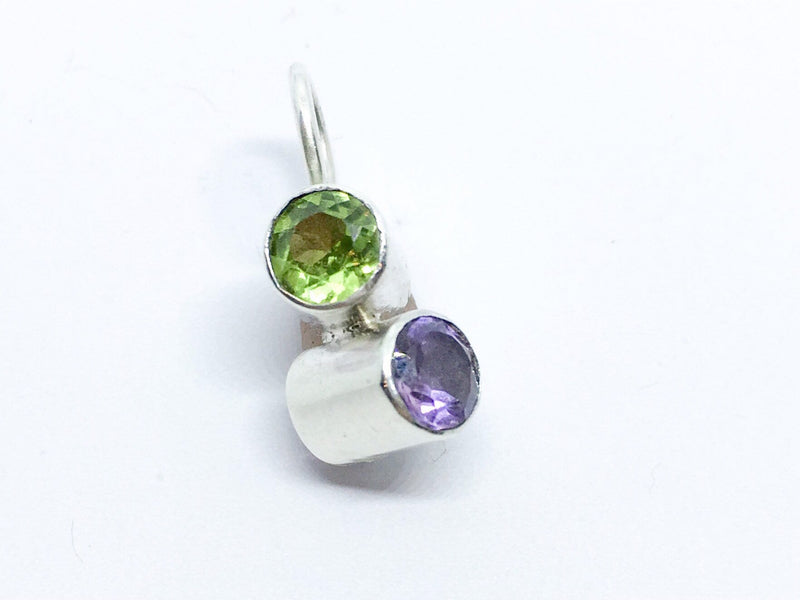 Handmade Amethyst and Peridot Sterling Silver Pendant