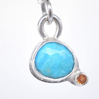 Handmade Turquoise and Songea Sapphire Sterling Silver Pendant