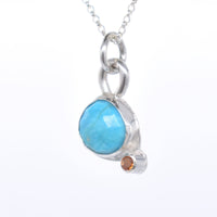 Handmade Turquoise and Songea Sapphire Sterling Silver Pendant